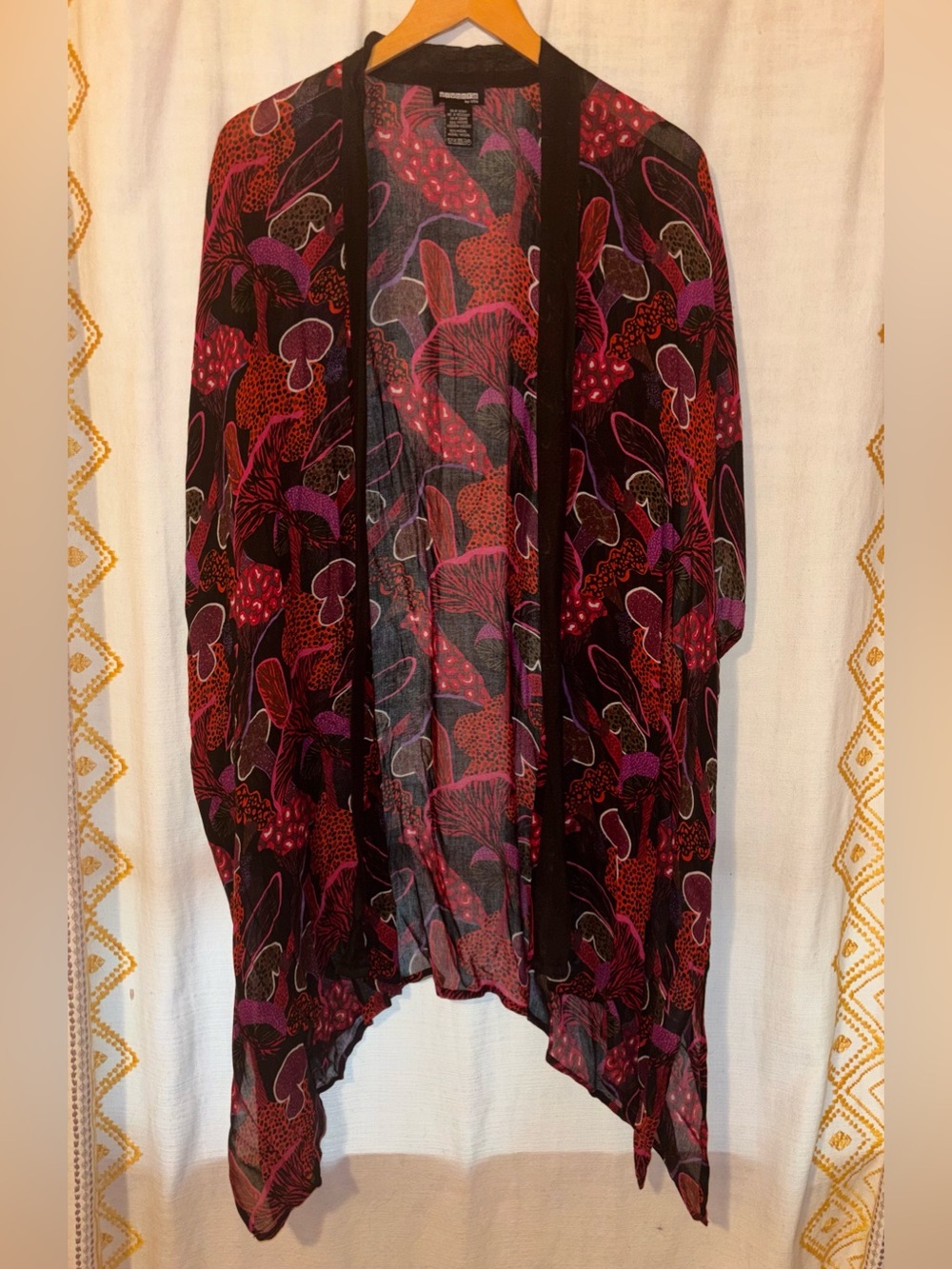 Vivante by VSA Mushroom Print Kimono Wrap One Size Boho